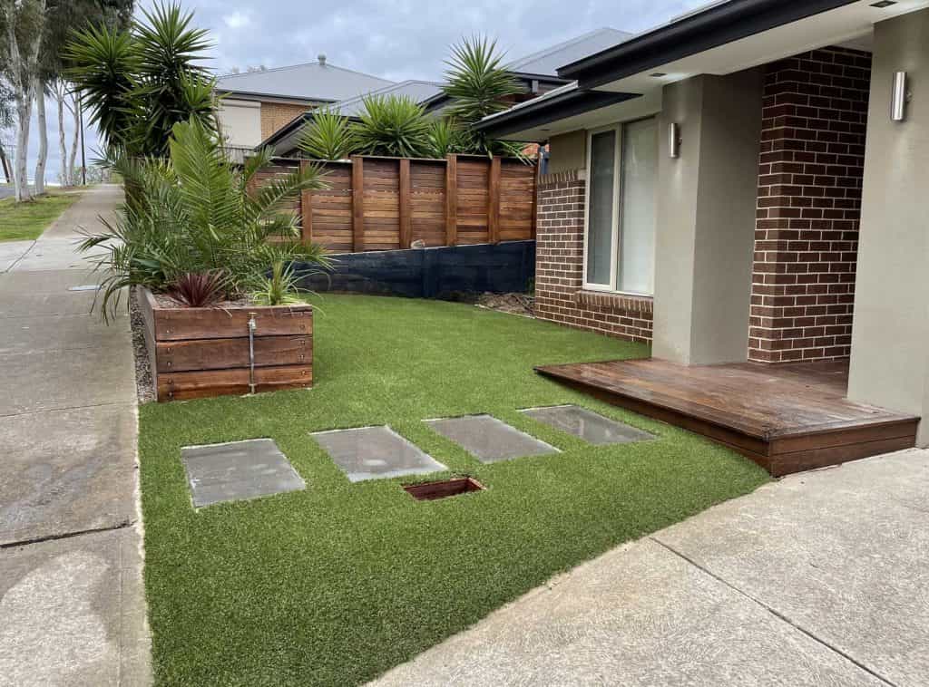 Artificial turf and paving in an Ivanhoe courtyard