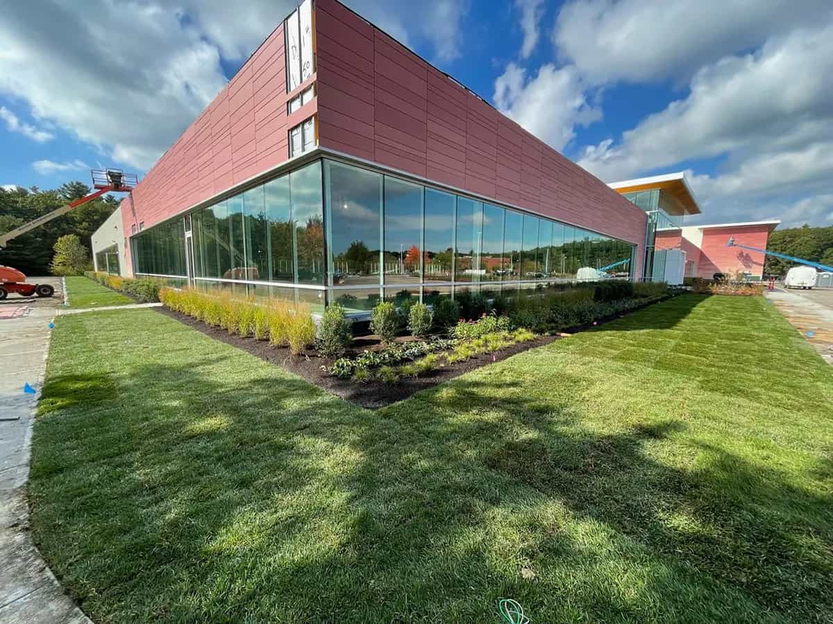 Commercial lawn mowing Melbourne office complex